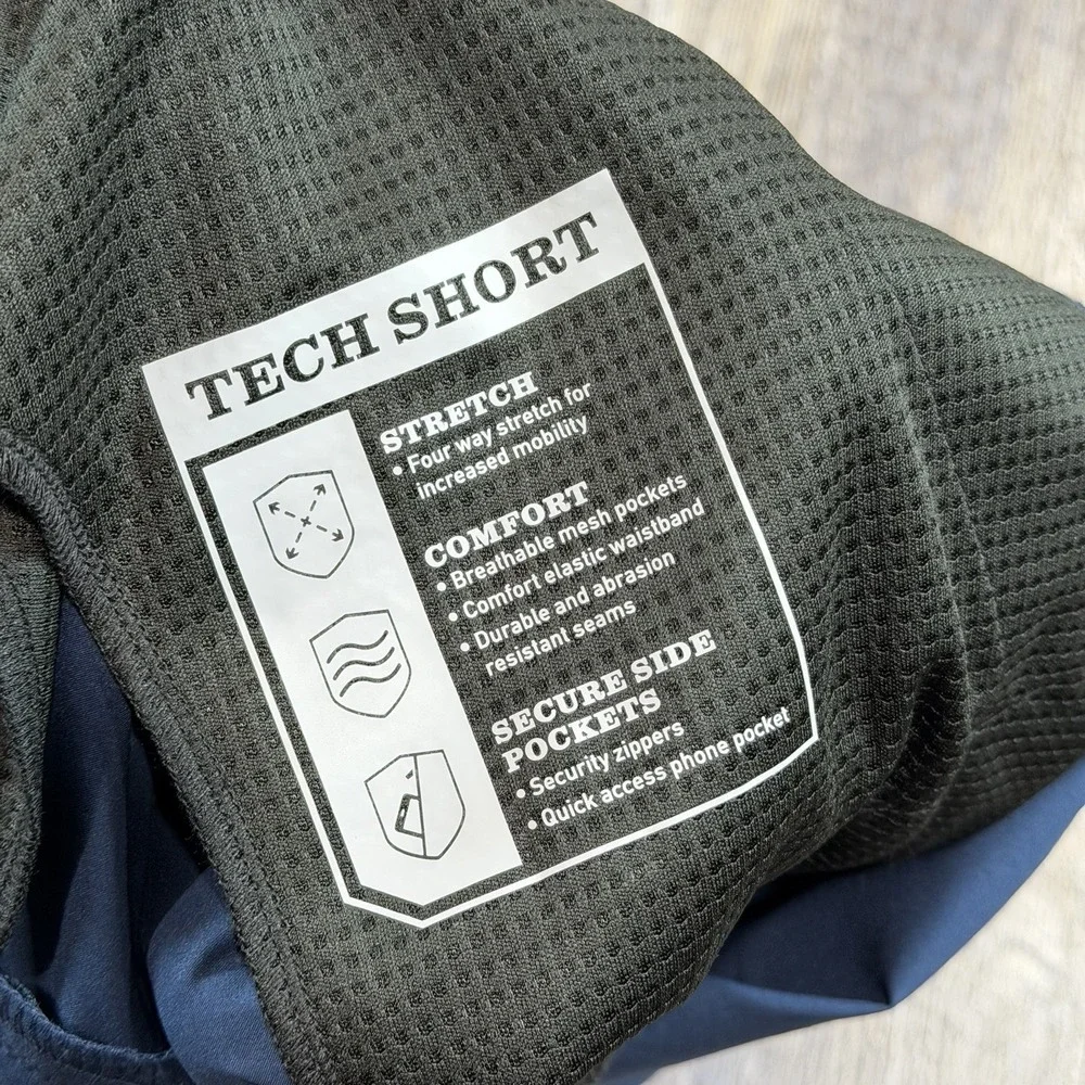 Orvis Tech Shorts Mens Size 38 Blue Stretch Performance Golf Hiking Zip Pockets